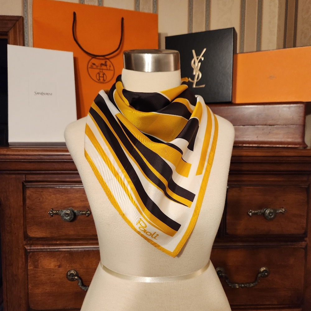 Vintage Paoli Marigold & Chocolate Brown Scarf